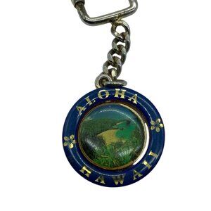 Vtg Aloha Kauai Hawaii Keychain‎ Souvenir Scenic Spinning Rotating Design